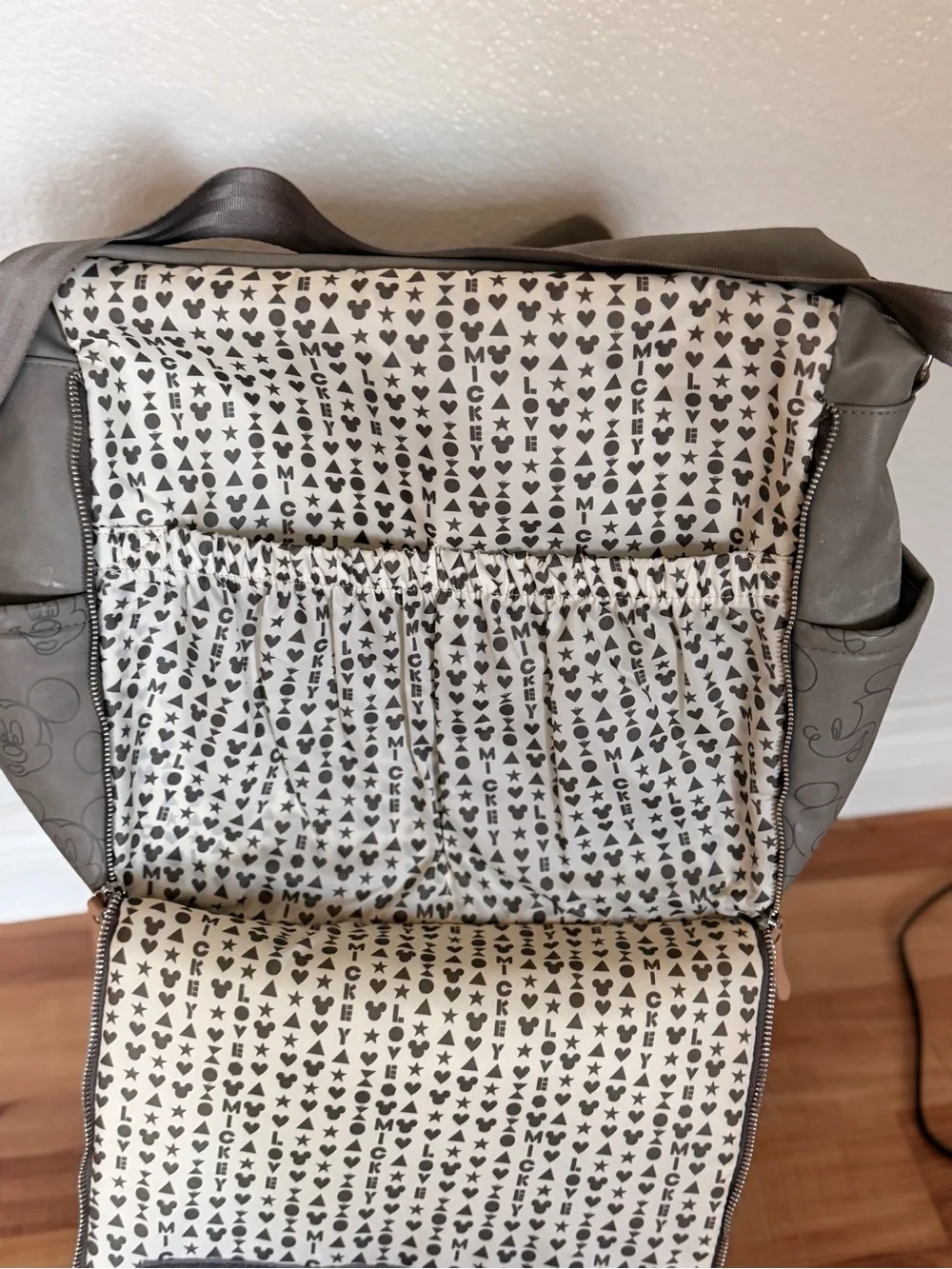 Petunia Pickle Bottom Mickey Outline Diaper Bag in Sage Gray